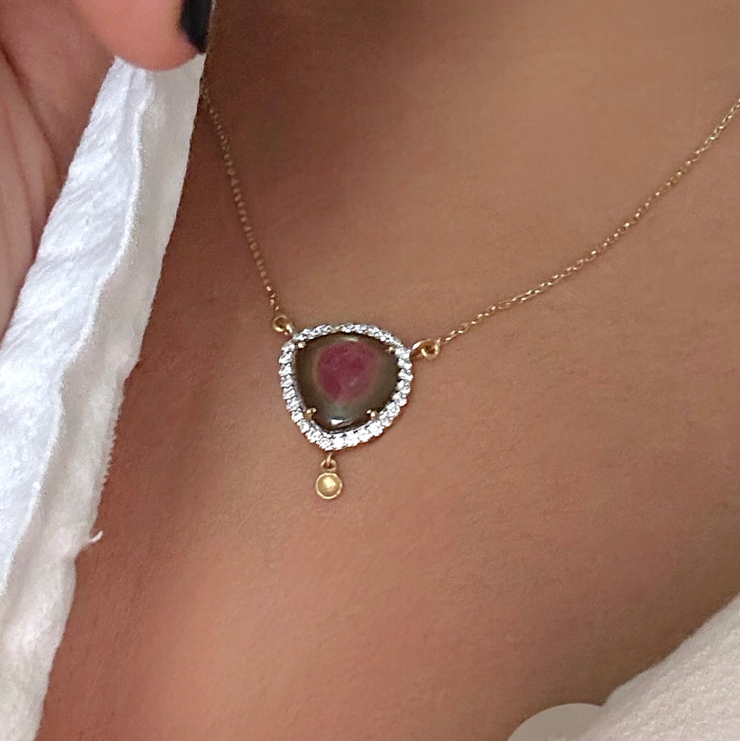ROSE | 18Kt Gold Tourmaline and Diamonds necklace