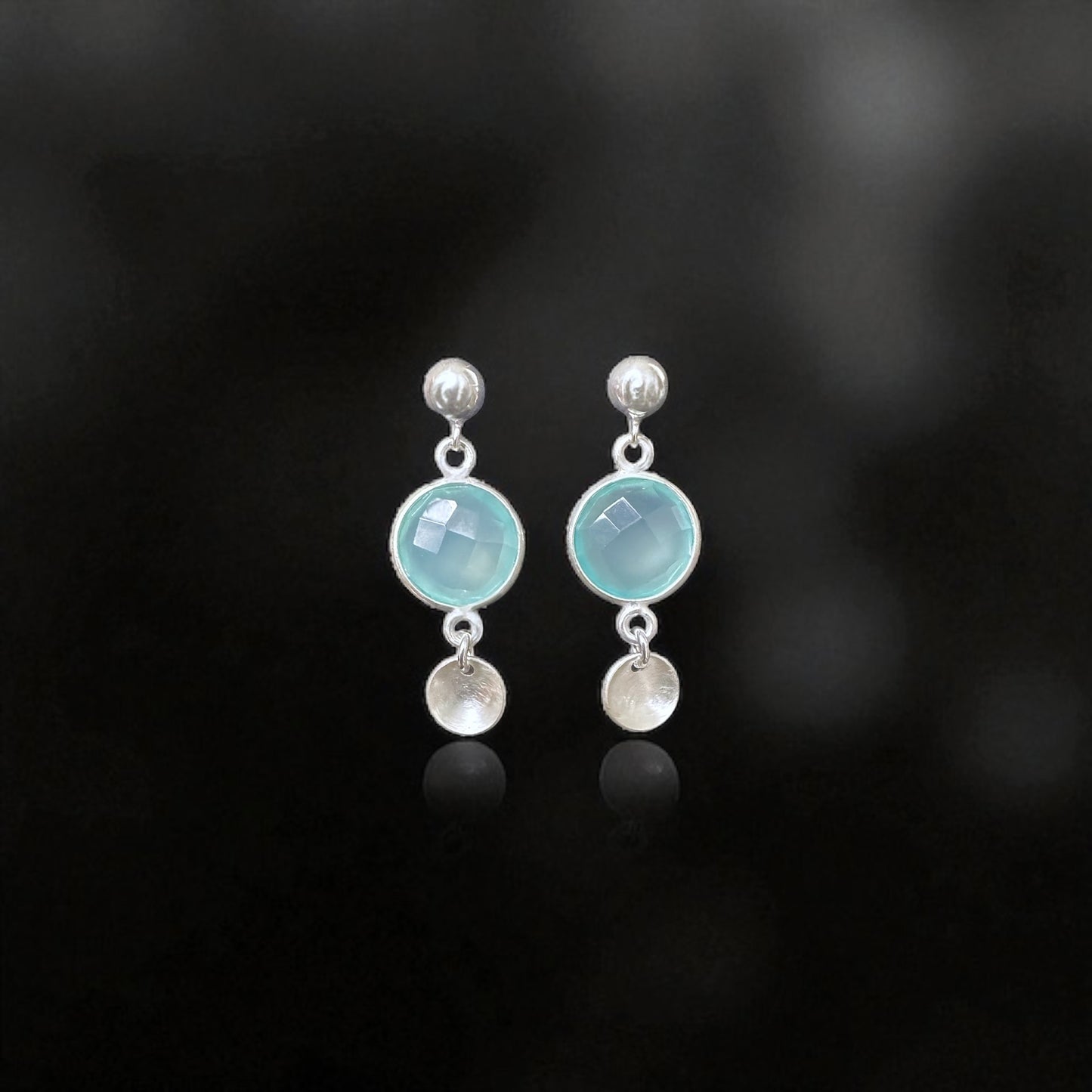 MONA Earrings | Natural Blue Chalcedony and Sterling Silver