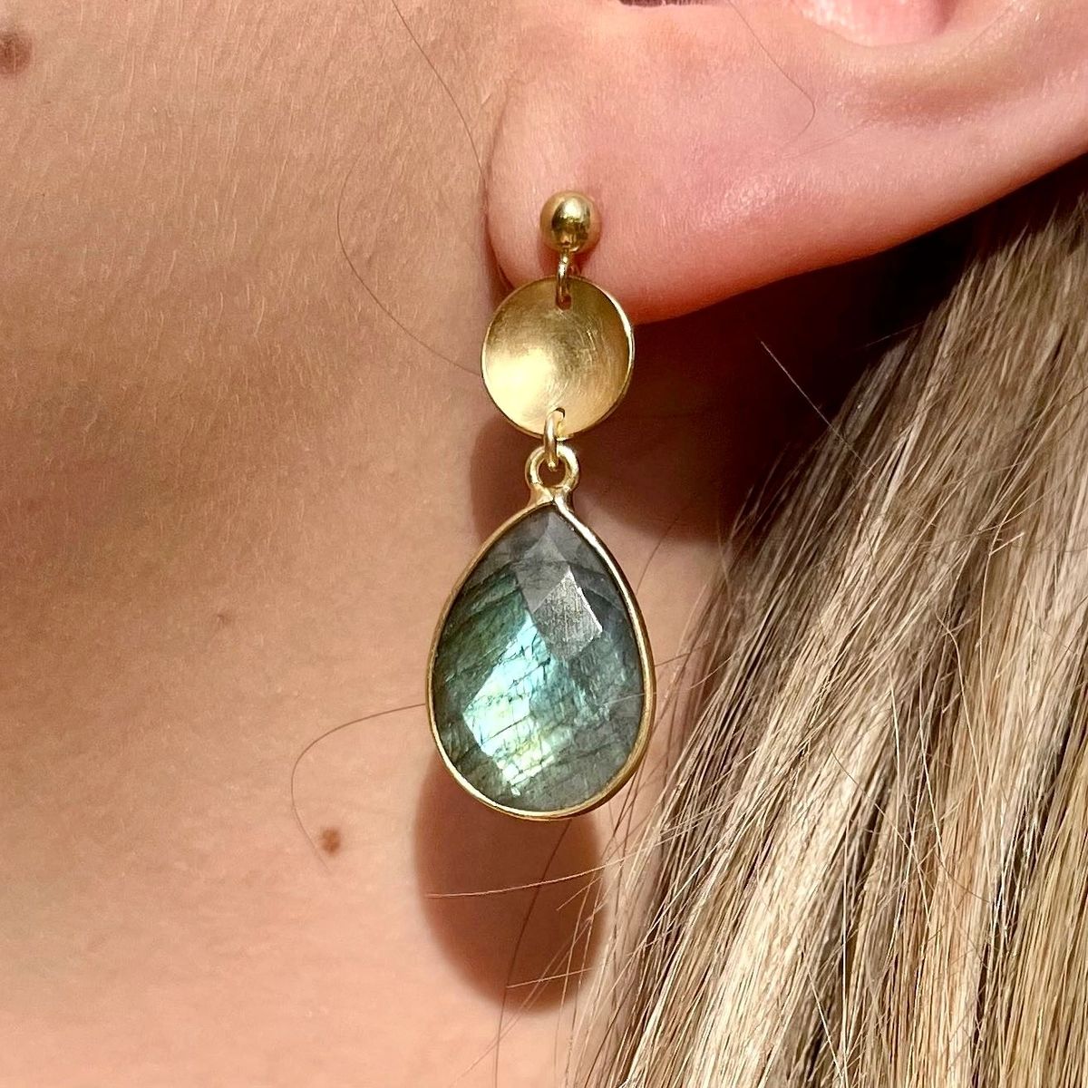 CARMEL Earrings - Natural Labradorite AVA Jewelry Designs
