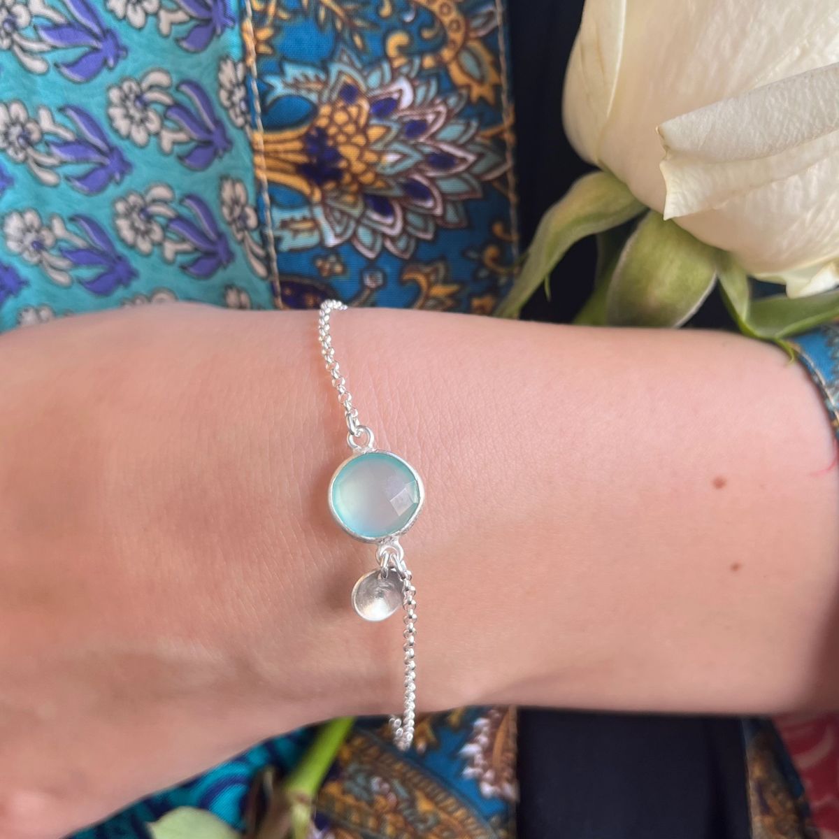 MONA Bracelet | Natural Labradorite and Gold Filled - Aqua Chalcedony | Sea blue in Silver AVA Jewelry Designs