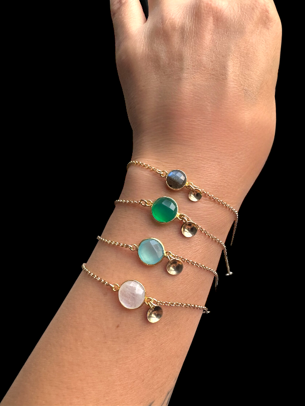 MONA Bracelet | Natural Blue Chalcedony and Gold Filled