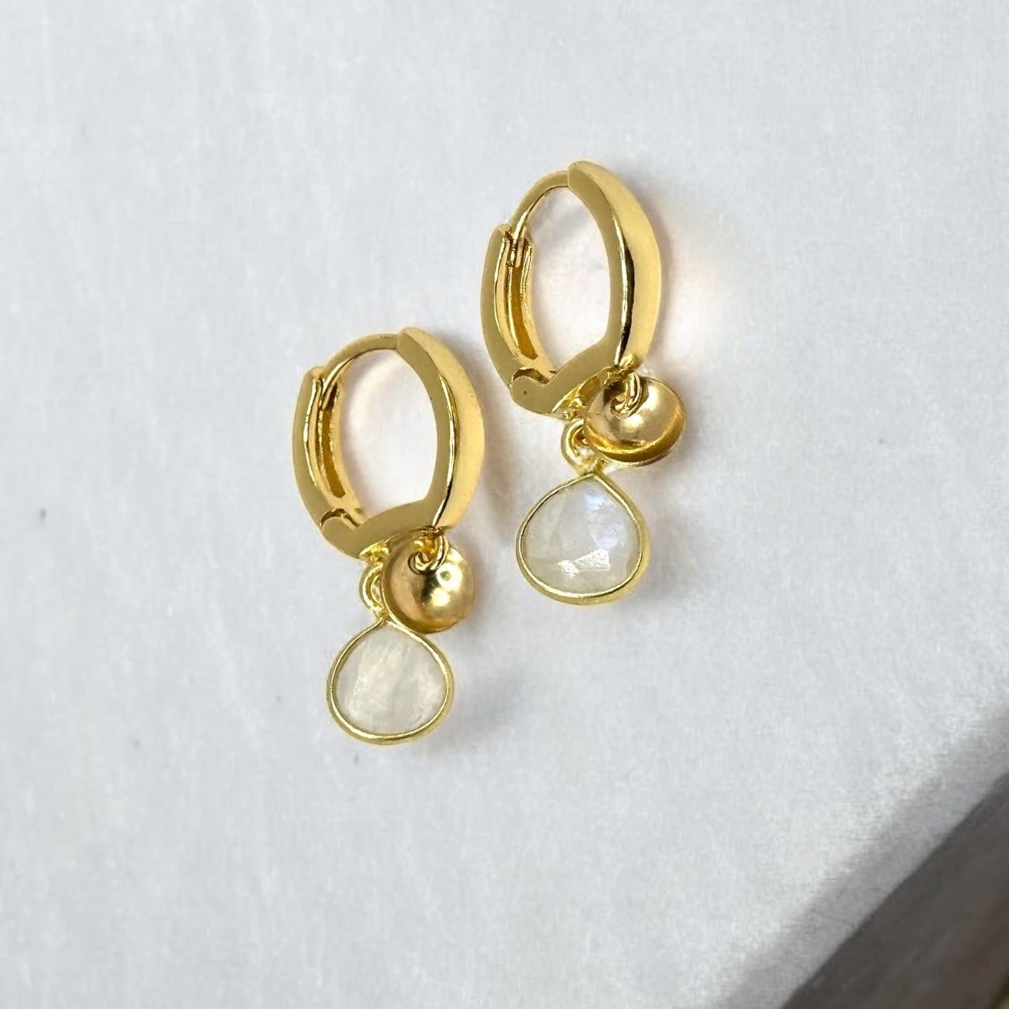 TARA Hoops | Natural Gemstones and Gold Filled - Moonstone (Milk) AVA Jewelry Designs