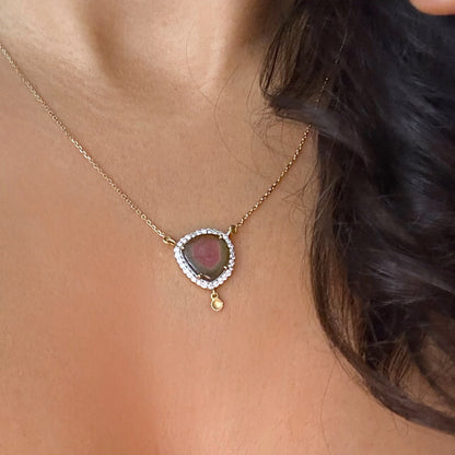 ROSE | 18Kt Gold Tourmaline and Diamonds necklace