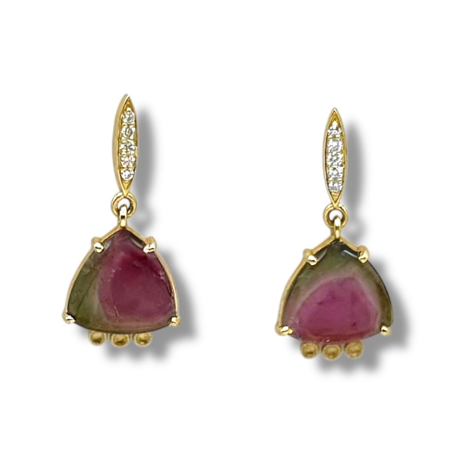 ROSE | 18Kt Gold Tourmaline and Diamonds earrings