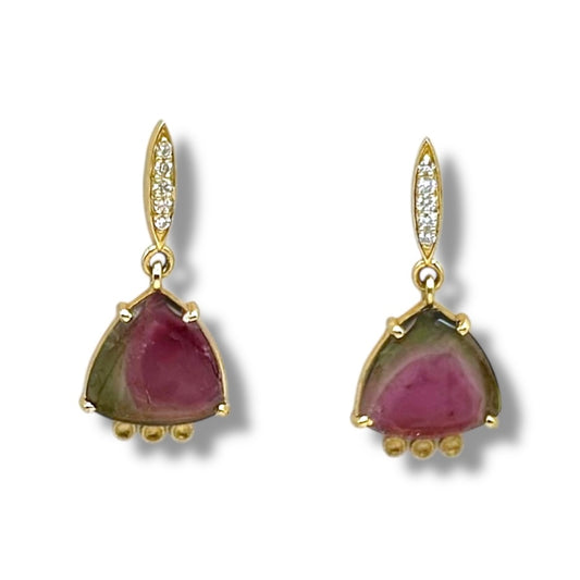 ROSE | 18Kt Gold Tourmaline and Diamonds earrings
