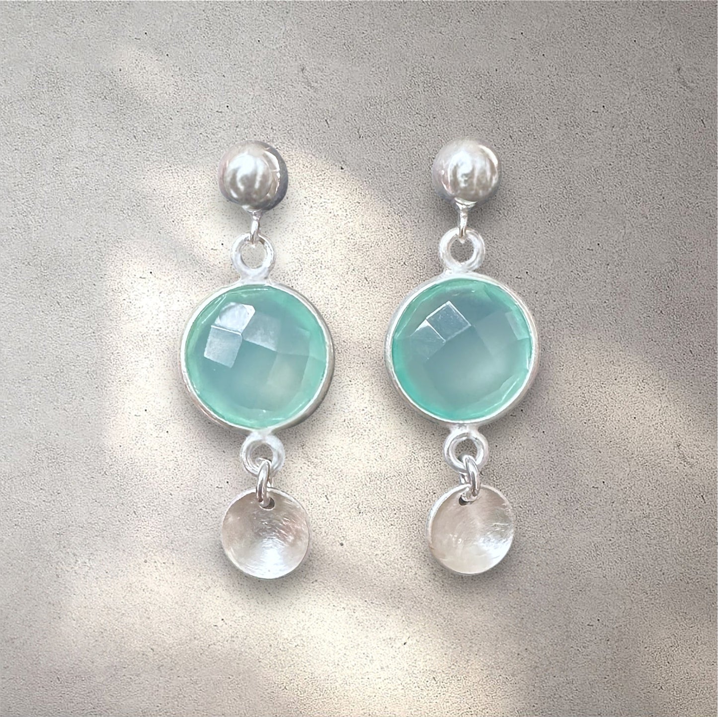 MONA Earrings | Natural Blue Chalcedony and Sterling Silver