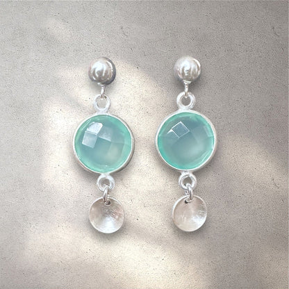 MONA Earrings | Natural Blue Chalcedony and Sterling Silver