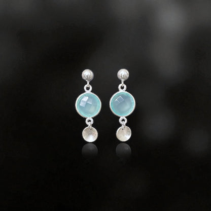 MONA Earrings | Natural Blue Chalcedony and Sterling Silver