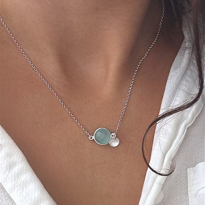 MONA Necklace | Natural Blue Chalcedony and Sterling Silver
