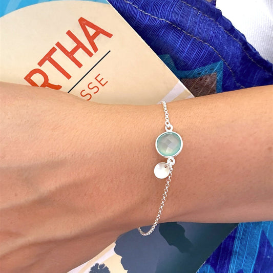 MONA Bracelet | Natural Blue Chalcedony and Sterling Silver