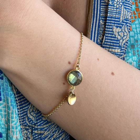 MONA Bracelet | Natural Labradorite and Gold Filled - Labradorite | Grey with Blue hues in Gold AVA Jewelry Designs